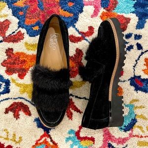 FRANCO SARTO "CYRUS" Black Leather Loafer
W/ Faux Fur 7M